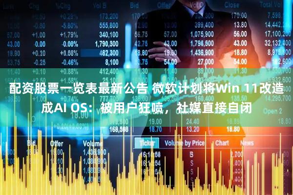 配资股票一览表最新公告 微软计划将Win 11改造成AI OS：被用户狂喷，社媒直接自闭